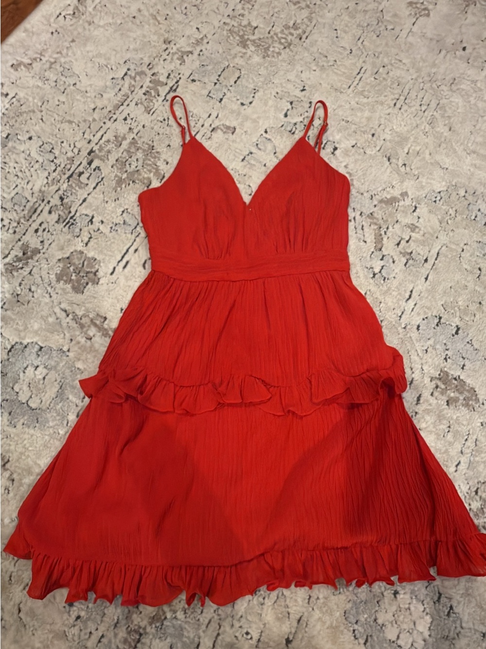 The Vintage Shop Red Spaghetti-Strap Ruffled Dress